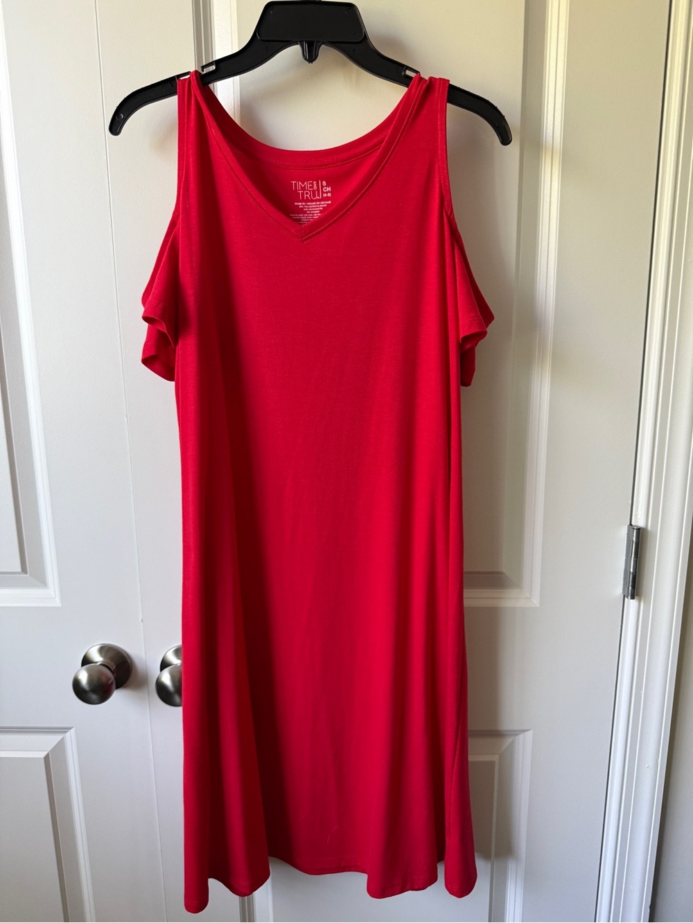 Time and Tru Red Cold-Shoulder Tunic Dress